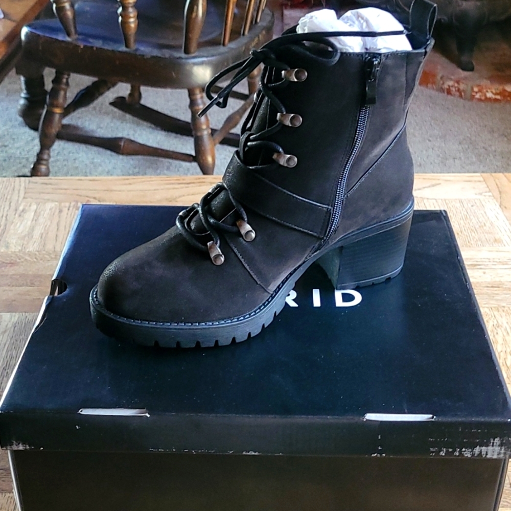 Torrid Brand New pebbled suede buckle booties with side zip size 9
